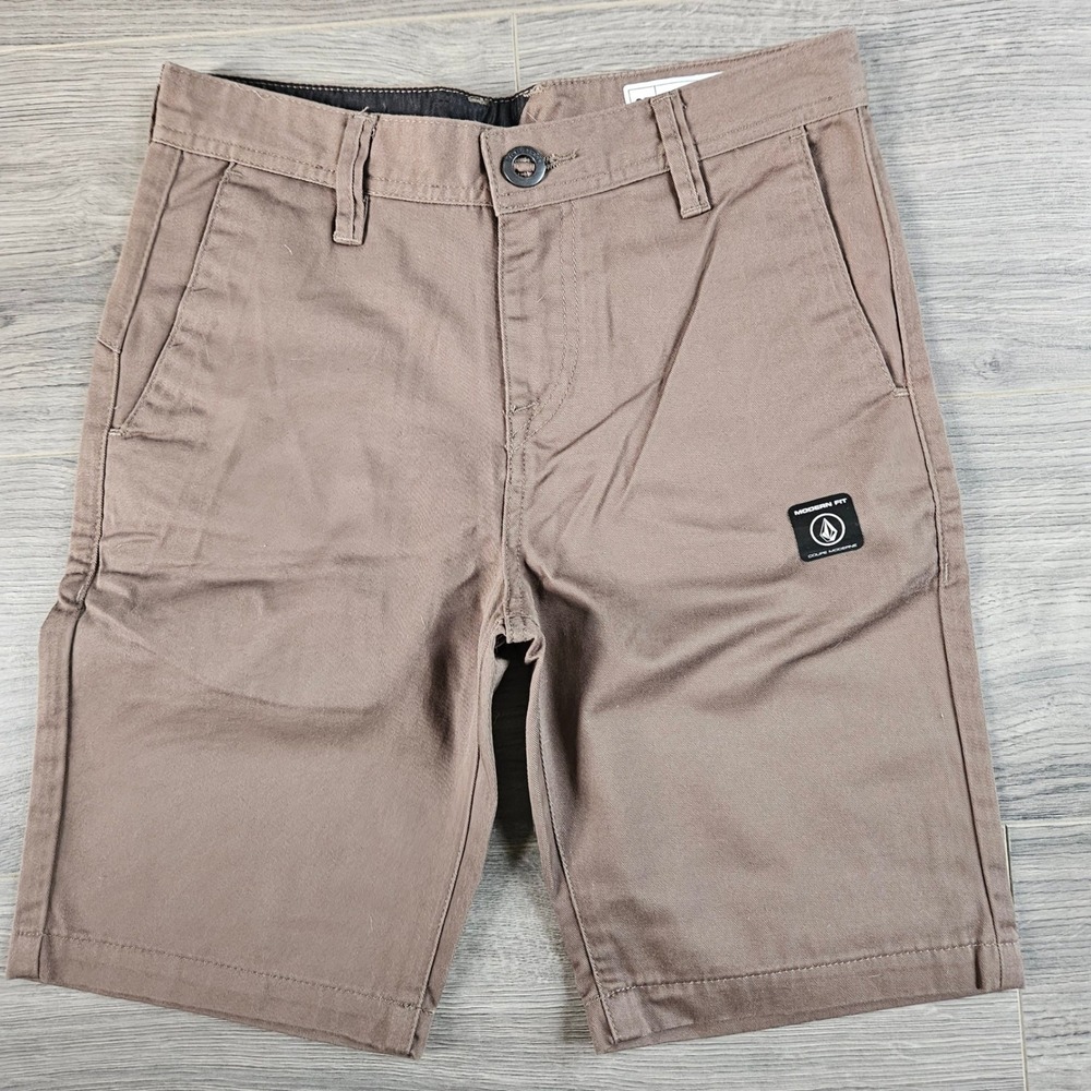 Volcom Kids Big Boys Frckn Drifter 18 Modern Fit Chino Shorts Size 27 (12) Brown